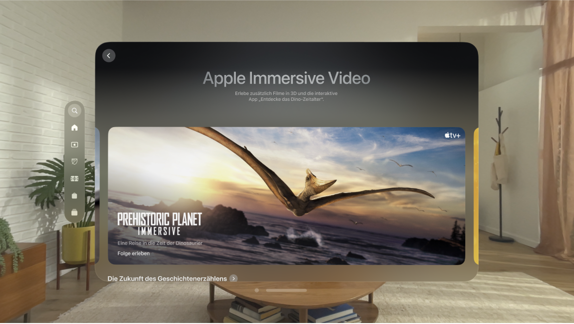 Die Apple TV App auf der Apple Vision Pro mit einer Seite für 3D-Filme.