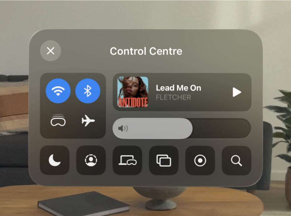 Control Centre, showing controls for Focus, Guest User, Search, AirDrop and more.