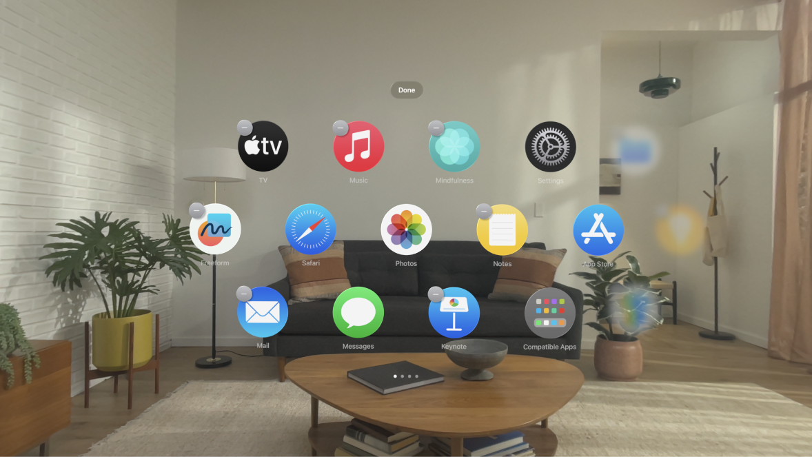 Jiggling apps in Home View on Apple Vision Pro.