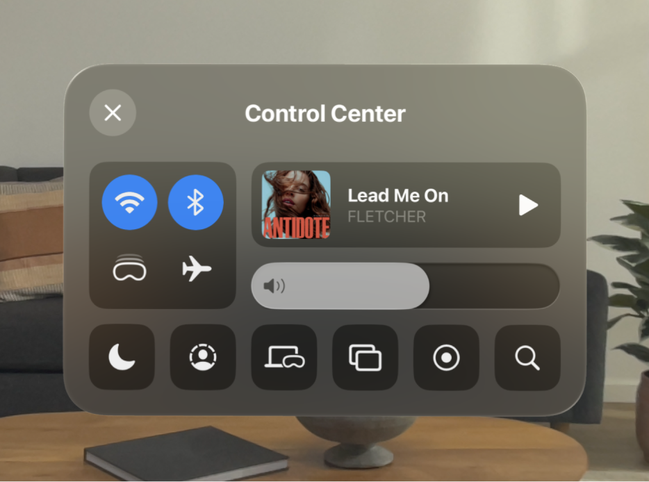 Control Center, showing controls for Focus, Guest User, Search, AirDrop, and more.