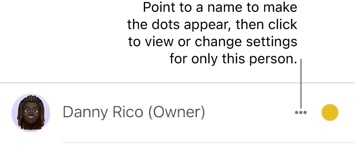 The three dots to the right of a name in the participant list.
