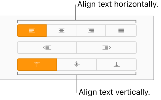 The vertical and horizontal text alignment buttons in the Format sidebar.