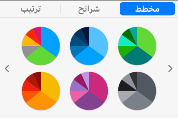 أنماط المخططات في علامة التبويب "المخطط" ضمن الشريط الجانبي "التنسيق".