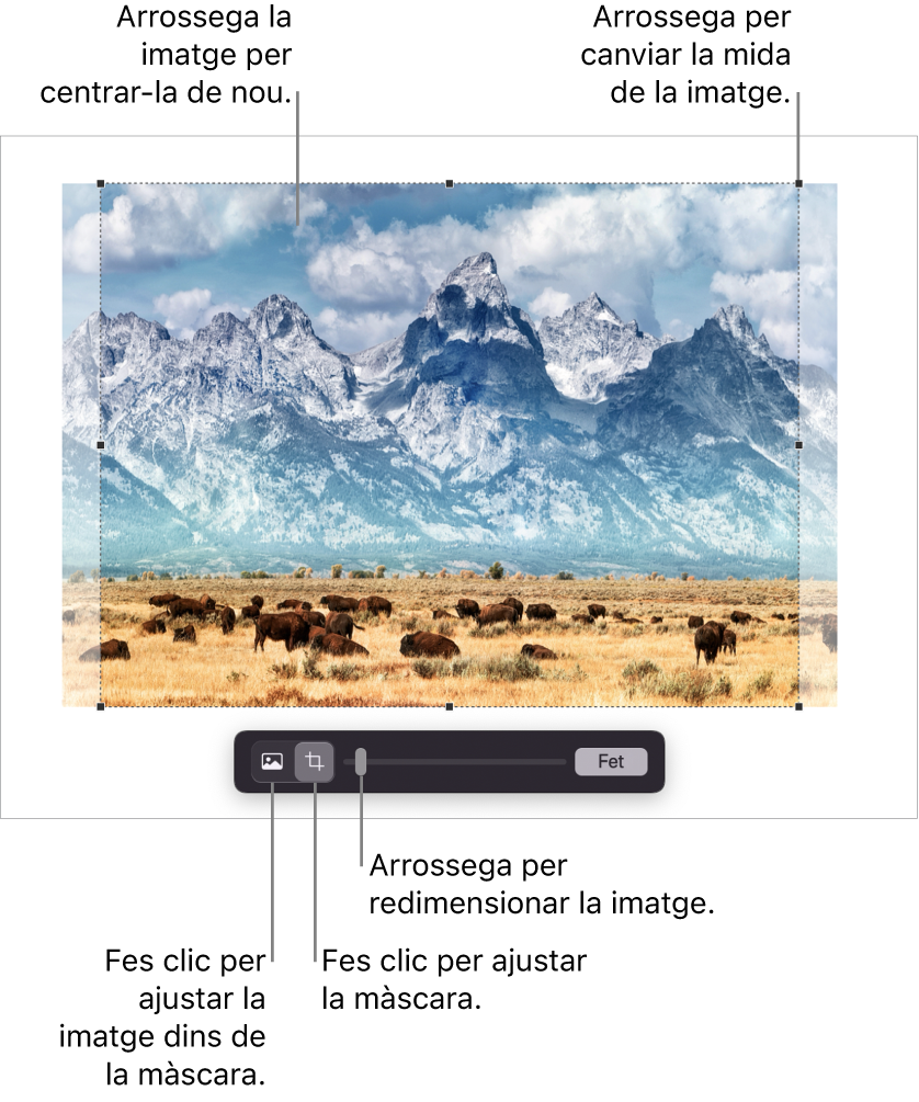 Els controls de màscara sobre una foto.