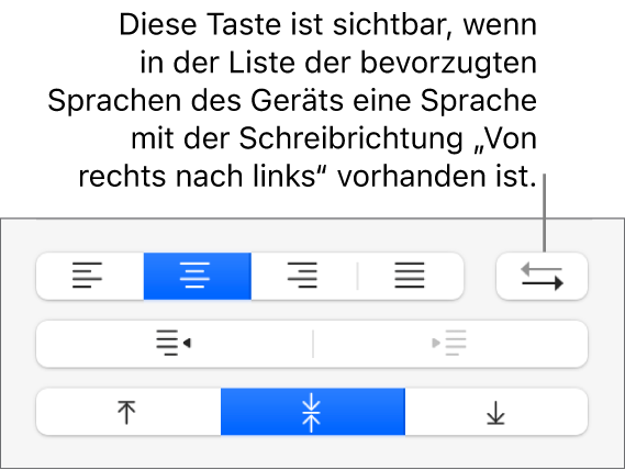 Taste für Absatzausrichtung in den Steuerelementen zum Ausrichten von Text