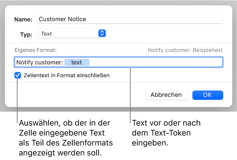 Eigenes Zellenformat für Text