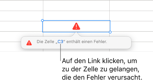 Eine Zellenreferenz bei einem Fehler