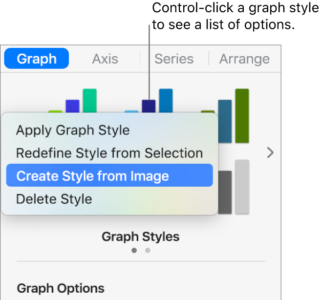 The graph style shortcut menu.