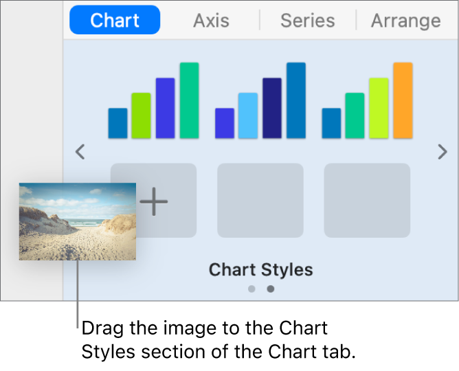 Dragging an image to the chart styles to create a new style.