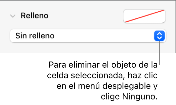 El control para eliminar un objeto de la celda seleccionada.