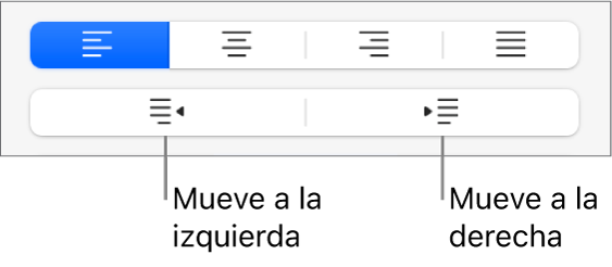 Opciones de alineación de párrafo.