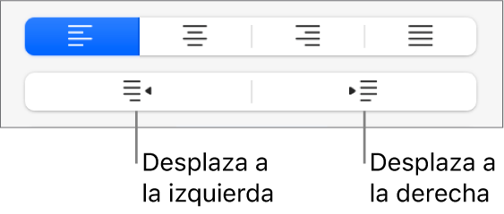 Opciones de alineación de párrafo.