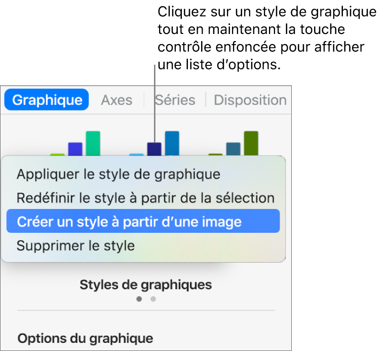 Le menu contextuel Style de graphique.