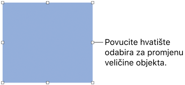 Objekt s bijelim kvadratima na rubu za primjenu veličine objekta.