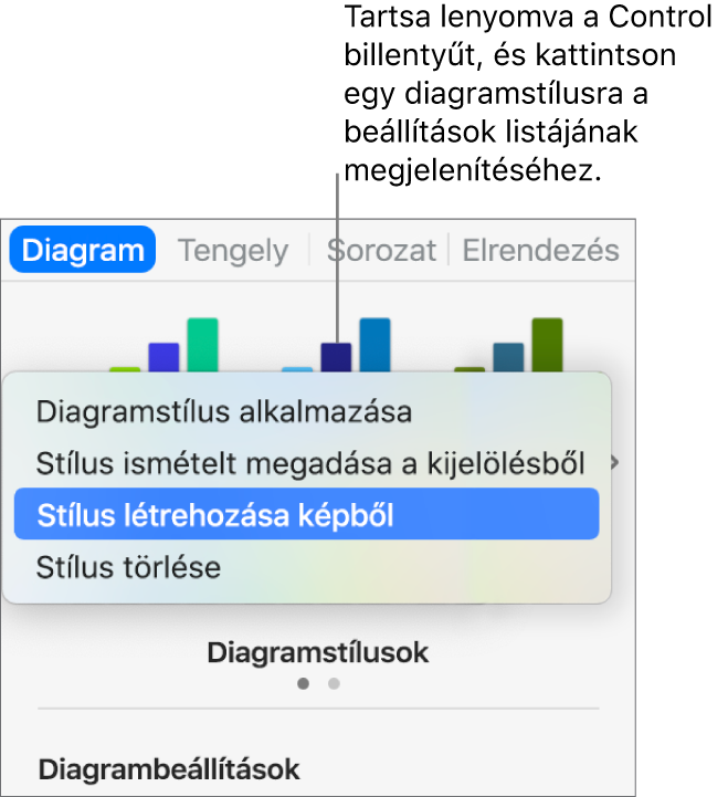 A Diagramstílus helyi menü.