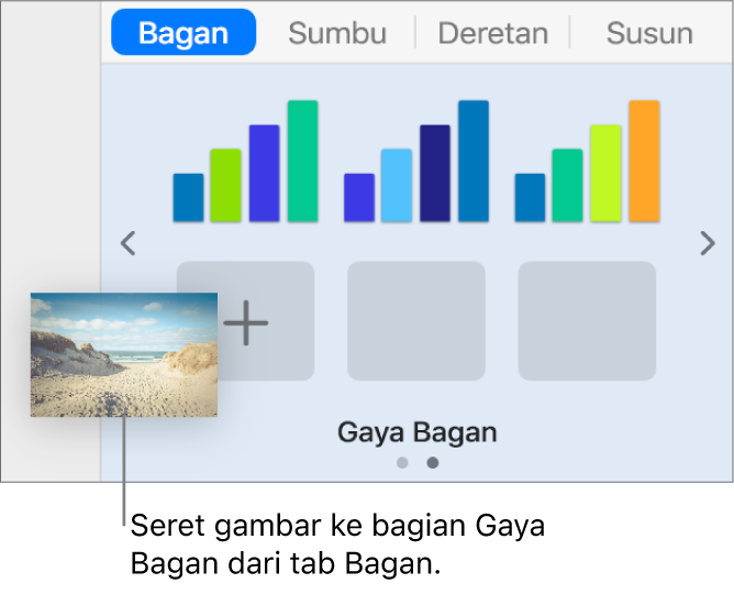 Menyeret gambar ke gaya bagan untuk membuat gaya baru.