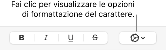 Il pulsante “Opzioni avanzate” accanto ai pulsanti Grassetto, Corsivo e Sottolineato.