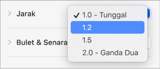 Klik menu timbul Jarak dengan Tunggal, Dwijarak atau pilihan lain.