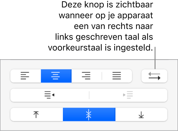 De knop voor de alinearichting in de regelaars voor het uitlijnen van tekst.