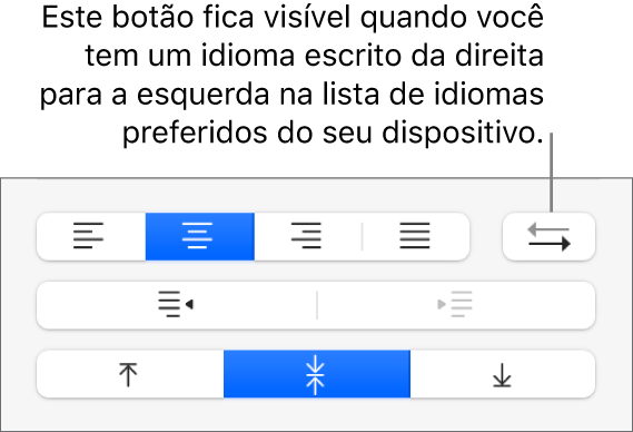 Botão Direção do Parágrafo na seção Alinhamento da barra lateral Formatar.