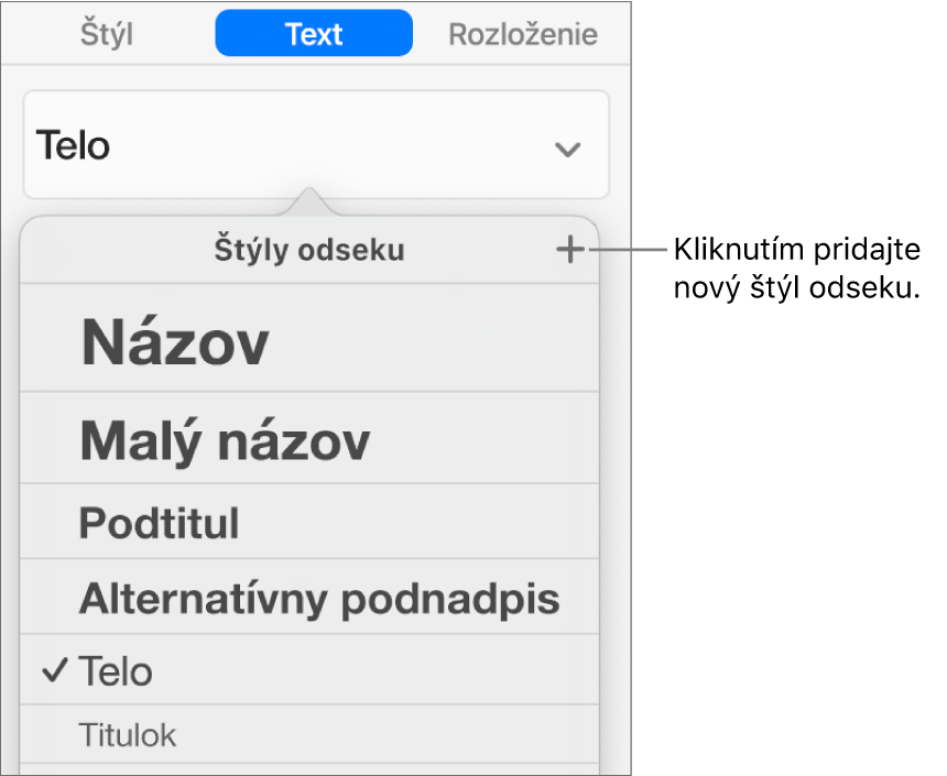 Menu Štýly odseku s bublinou na tlačidle Nový štýl.