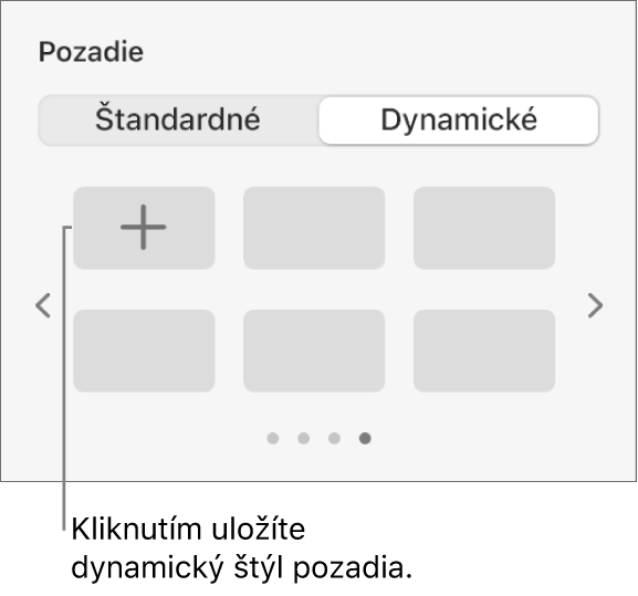 Tlačidlo Dynamické, ktoré je označené v sekcii Pozadie na postrannom paneli Formát so zobrazeným tlačidlom Pridať štýl.