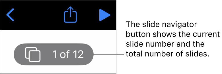 The slide navigator button showing the current slide number and the total number of slides in the presentation.