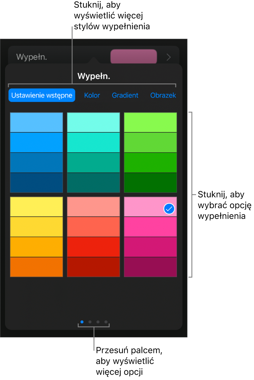 Opcje wypełnienia na karcie Styl.