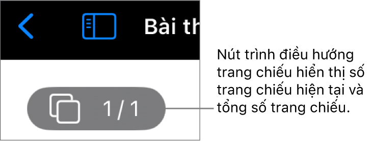 Nút trình điều hướng trang chiếu đang hiển thị số trang chiếu hiện tại và tổng số trang chiếu trong bài thuyết trình.