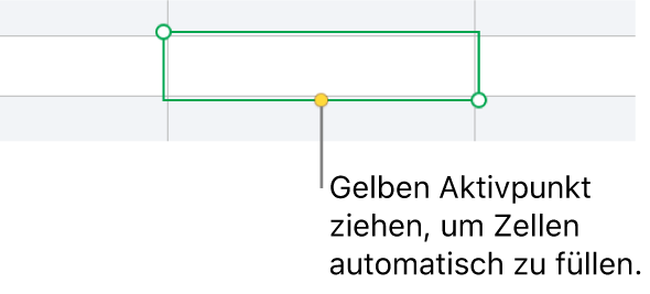 Eine ausgewählte Zelle mit einem gelben Aktivpunkt, den du zum automatischen Ausfüllen der Zellen ziehen kannst.