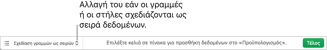 Αναδυόμενο μενού για την επιλογή σχεδίασης γραμμών ή στηλών ως σειρών.