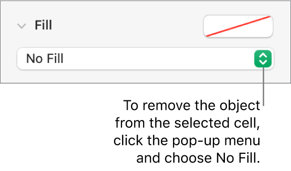 The control for removing an object from the selected cell.