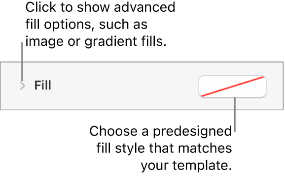 Controls for choosing a fill color.