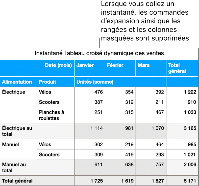 Instantané de tableau croisé dynamique