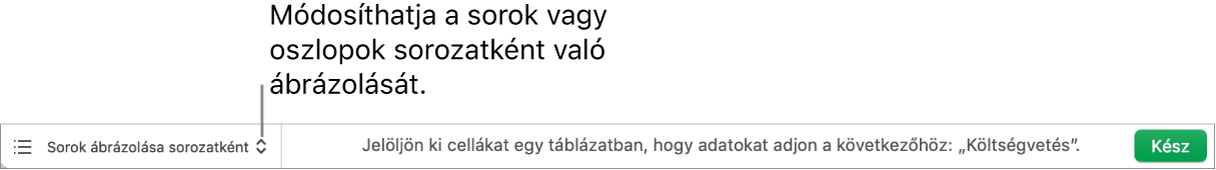 Előugró menü, amelyben kiválaszthatja, hogy a sorokat vagy oszlopokat sorozatként szeretné-e ábrázolni.