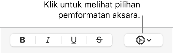 Butang Pilihan Lanjutan, bersebelahan butang Tebal, Italik Garis Bawah dan garis potong.