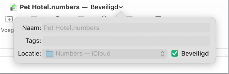 Pop‑upmenu voor het vergrendelen of ontgrendelen van een spreadsheet.