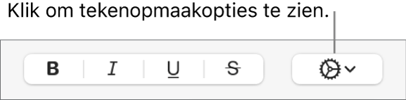 De knop voor meer tekstopties naast de knoppen voor vet, cursief, onderstrepen en doorhalen.