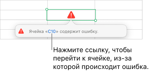 Ссылка на ячейку с ошибкой.