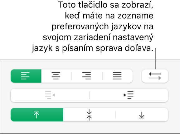 Tlačidlo Smer odseku v časti Zarovnanie postranného panela Formát.