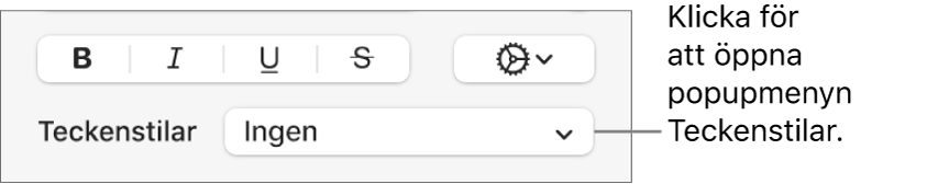Popupmenyn Teckenstilar.