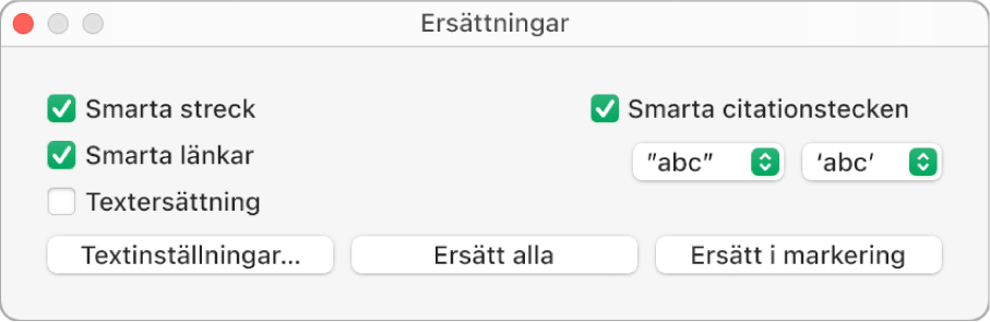 Fönstret Ersättningar.