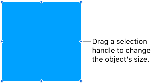 An object with blue dots on its border for changing the object’s size.