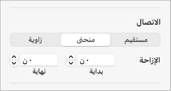 عناصر التحكم في الاتصال مع منحنى محدد.