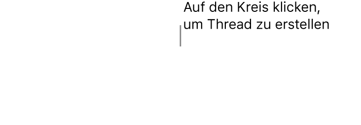 Ein leeres Textfeld mit einem Kreis oben und Aktivpunkten für die Größenänderungen an den Ecken, Seiten und unten