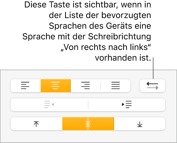 Taste für Absatzrichtung im Abschnitt „Ausrichtung“ der Seitenleiste „Format“