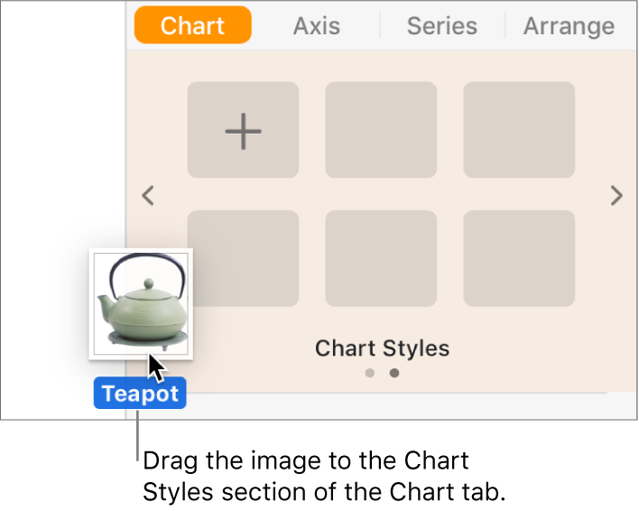 Dragging an image into the chart styles section of the sidebar to create a new style.