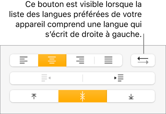 Le bouton Direction du paragraphe dans la section Alignement de la barre latérale Format.