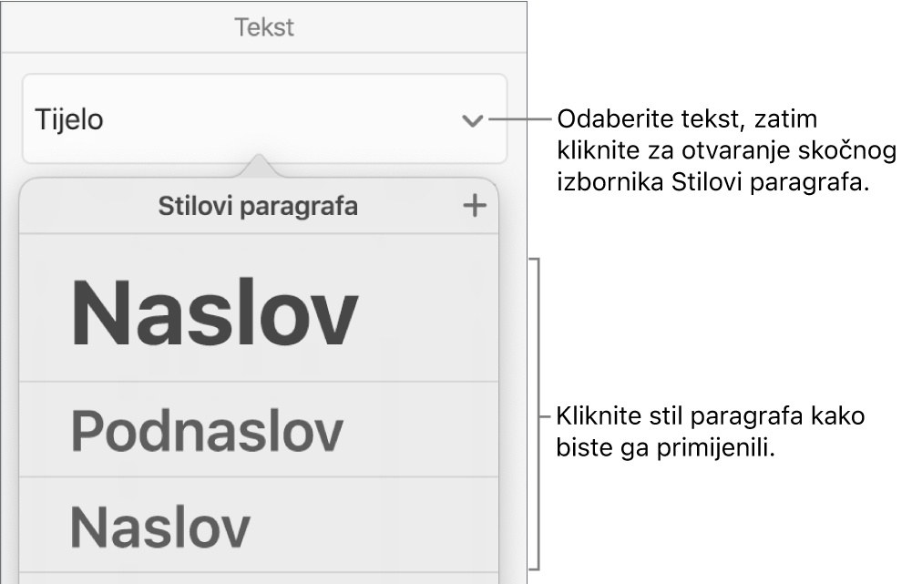 Izbornik Stilovi paragrafa.