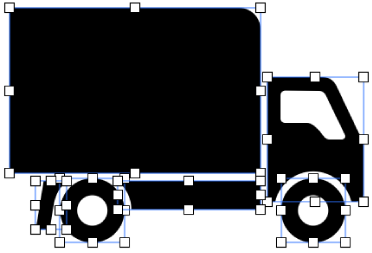 Un’ immagini SVG composta divisa nelle sue forme costituenti.